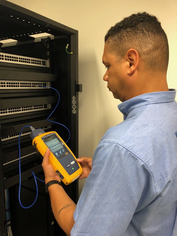 Múltipla TI, certificação, fluke dsx600, verificadorr